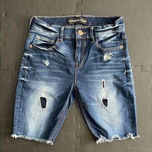 Express Blue Distressed Jean Shorts